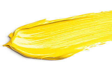 Bright yellow paint is spread across a clean white canvas, showcasing artistic flair and creativity