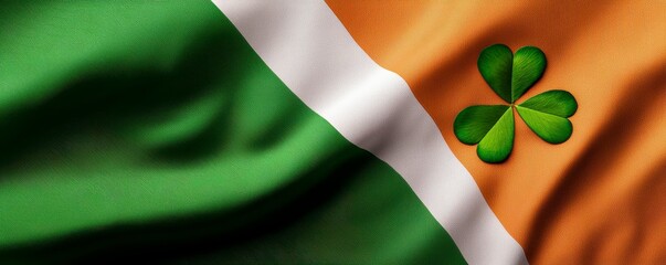Irish Flag Shamrock Holiday Celebration Symbol Green White Orange National Banner Patriotic Celebration
