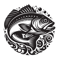 Cod fish logo design. Cod fish emblem. Fishing theme illustration.