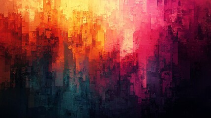 Fototapeta premium Abstract Red Orange Teal Block Pattern Background Texture