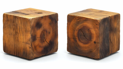 Two rustic wooden blocks
