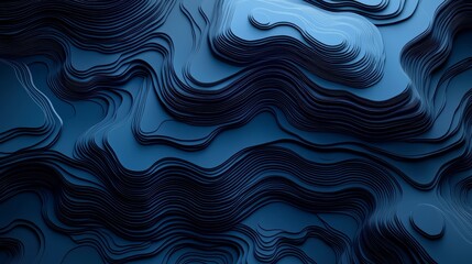 Abstract Blue Topographic Map  3D Layered Design  Wave Pattern Background