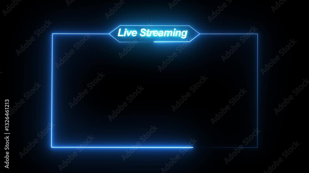 Poster live streaming neon text frame animation box frame neon frame live streaming game live live streamin