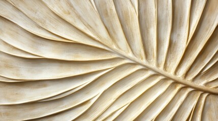 Textured Palm Leaf Close-Up Beige Natural Backdrop 