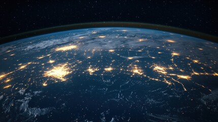 Obraz premium Stunning View of Earth at Night from Space with City Lights