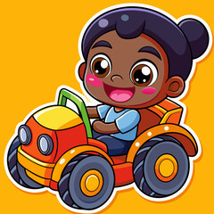 Naklejka premium kid Wearing farmer clothes Vector 