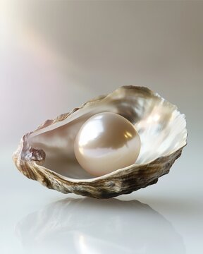 Luster Within: A captivating image features a lustrous pearl cradled delicately within an open oyster shell, radiating opulence and natural beauty.