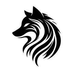 Obraz premium Vector black and white silhouette of a wolf profile, executed with minimalistic strokes