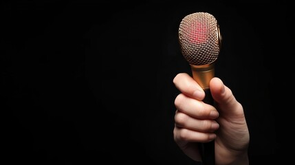 Singer announces protest plans with microphone in hand urban setting engaging content empowering viewpoint