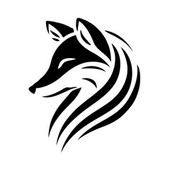 Fototapeta premium Vector black and white silhouette of a fox's head, made with minimalistic strokes