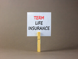 Term life insurance symbol. Concept words Term life insurance on beautiful white paper on...