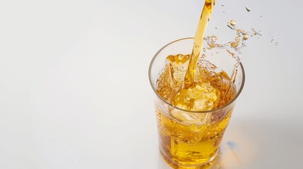 A Glass of Iced Tea Being Poured into a Clear Glass