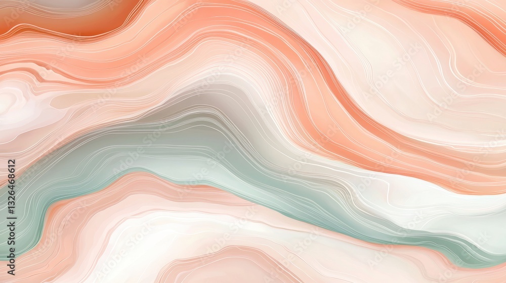 Poster elegant abstract waves in soft earth tones with smooth lines