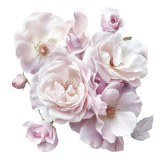 "Soft Petals: A delicate and beautiful display of roses, with soft pink and lavender hues. This floral arrangement exudes elegance and romanticism, perfect for conveying love, beauty, and serenity."
