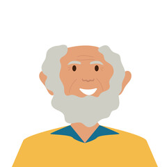 Senior man avatar. Smiling elderly man with beard with gray hair. Vector people character vector illustration
