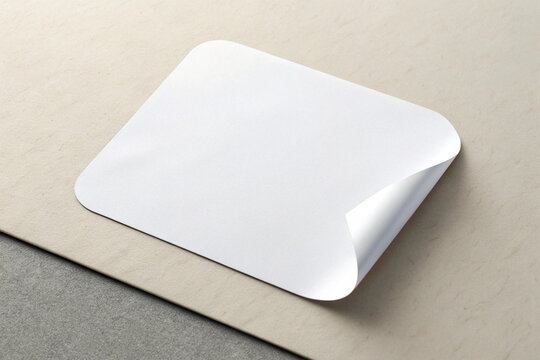 A clean, minimalist white sticker mockup with a blank surface, perfect for branding, logo designs, labels, and product presentation. High-resolution and customizable