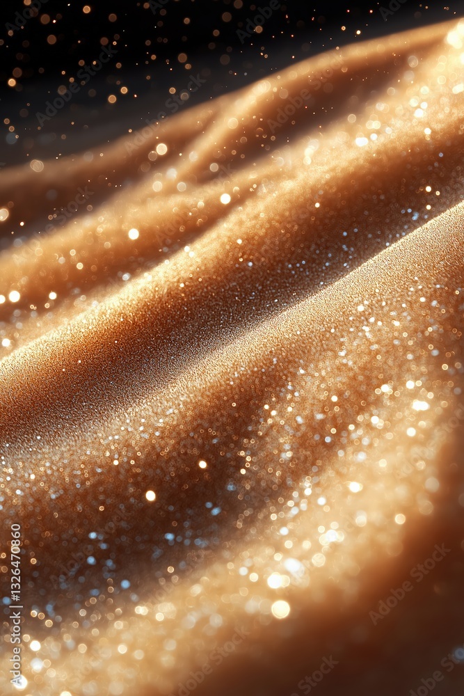 Aufkleber golden glitter texture flowing on black background creating bokeh effect