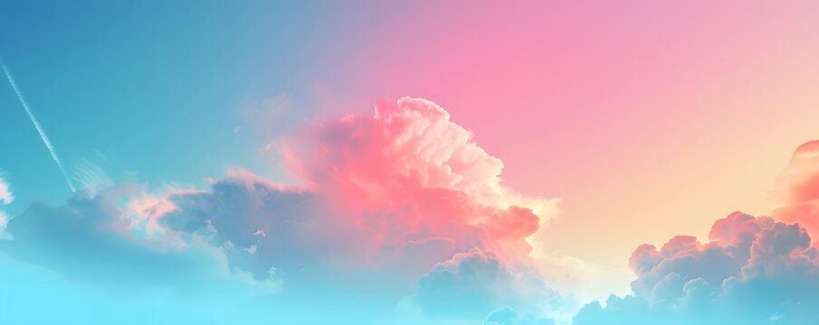 A blue sky with pink clouds