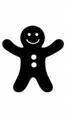 A Simple Black Silhouette of a Gingerbread Man with a Smiling Face