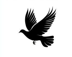 Obraz premium A Simple Black Silhouette of a Flying Bird in Mid-Flight