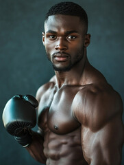 Boxer training in a dramatic light setting