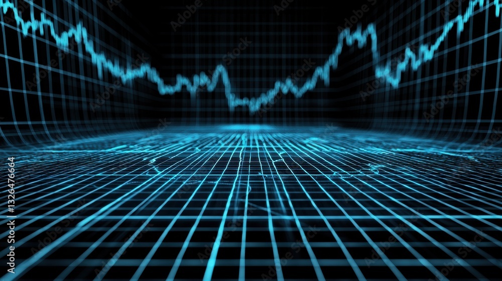 Poster digital graph representation of financial data insights and trends