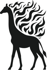giraffe with fire vector illustration