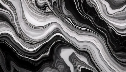Fototapeta premium Abstract fluid marble pattern in black and white, mimicking the natural swirling formations. Abstract marble background
