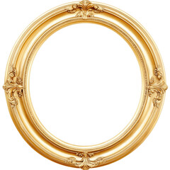 Obraz premium Golden Circular Frame: A luxurious, vintage-style golden circular frame, its ornate detailing and classic design evoking a sense of timeless elegance.