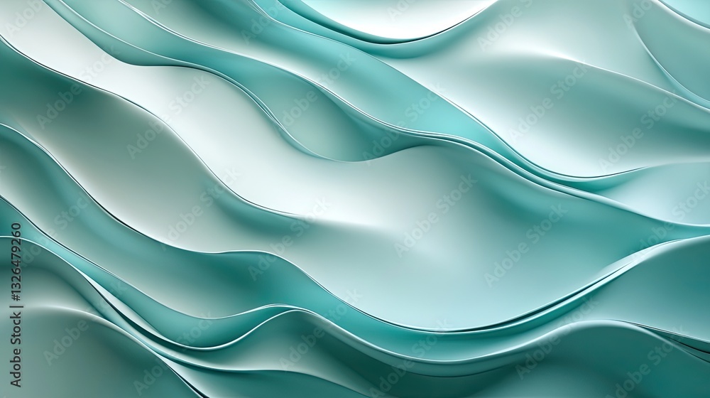 Poster abstract teal waves background soft smooth flowing 3d render digital art graphic design wallpaper te