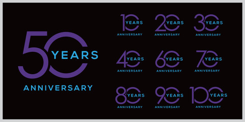 Collection of anniversary logo design. Celebration day special vector symbol concept