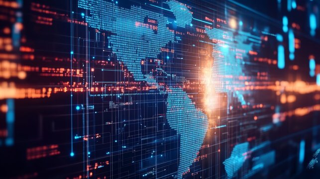 Cyber Attack on World Map: Global Data Breach Protection 