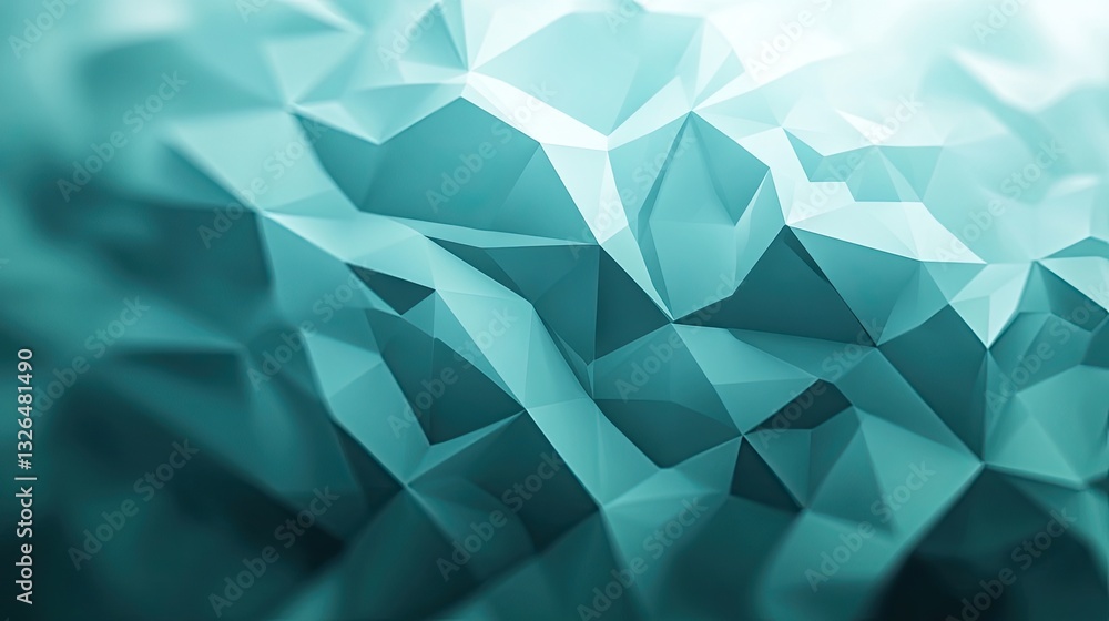 Poster abstract teal low poly background image with geometric triangles and polygonal design