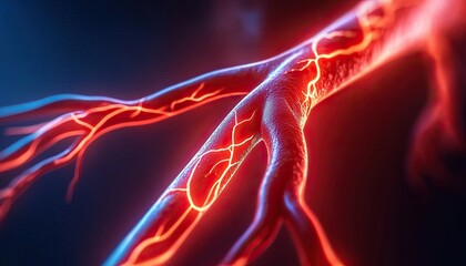 Dramatic contrast of red and blue light creating a captivating visual experience evoking emotion and depth