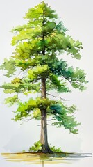 Beautiful Louisiana Bald Cypress Tree on Bright White Background
