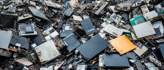 Heap of Discarded Electronics: E-Waste Mountain 