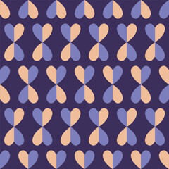 Vector pattern with blue and beige hearts