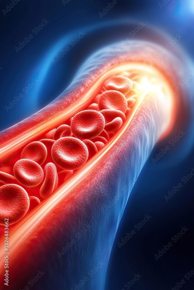 Poster high-resolution image of a red blood cell depicting its distinctive shape and role in oxygen transpo