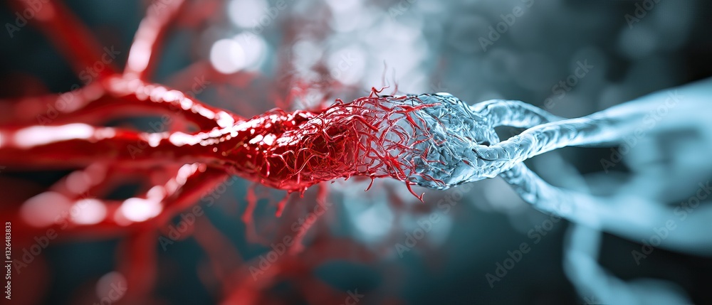 Poster visual representation of red and white dna strands highlighting their role in genetic information an