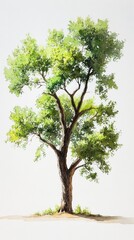 Obraz premium Beautiful Watercolor Painting of a Kansas Cottonwood Tree on Bright White Background