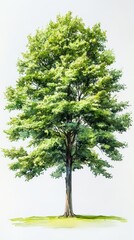 Obraz premium Beautiful Watercolor Painting of American Elm Tree on Bright White Background