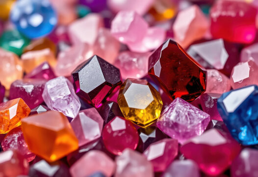 Fondo de piedras preciosas reflectantes crudas de colores