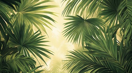 Jungle palms wallpaper mural – traditional paste-and-stick installation