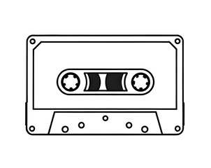 Obraz premium Retro Tape, Cassette black and white isolated icon clipart drawing flat design