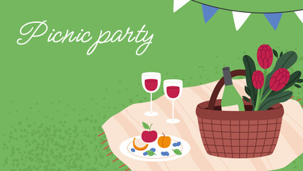 Spring picnic background template