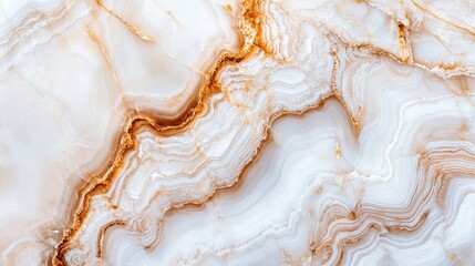 Fototapeta premium Elegant White Agate Stone Texture with Warm Golden Veins