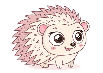 This is a cute cartoon hedgehog with big eyes and pink spiky fur