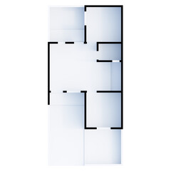 3D Shading Apartment Top View. Planning, Iso, Floorplan.