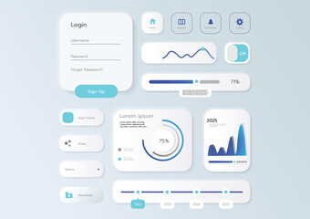 3D Neumorphic Soft UI Design. 3D Bottons.