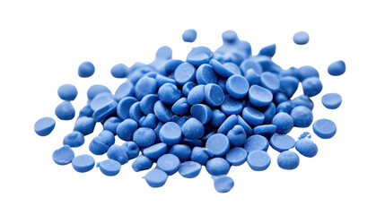 Pile of blue charcoal isolated on white background